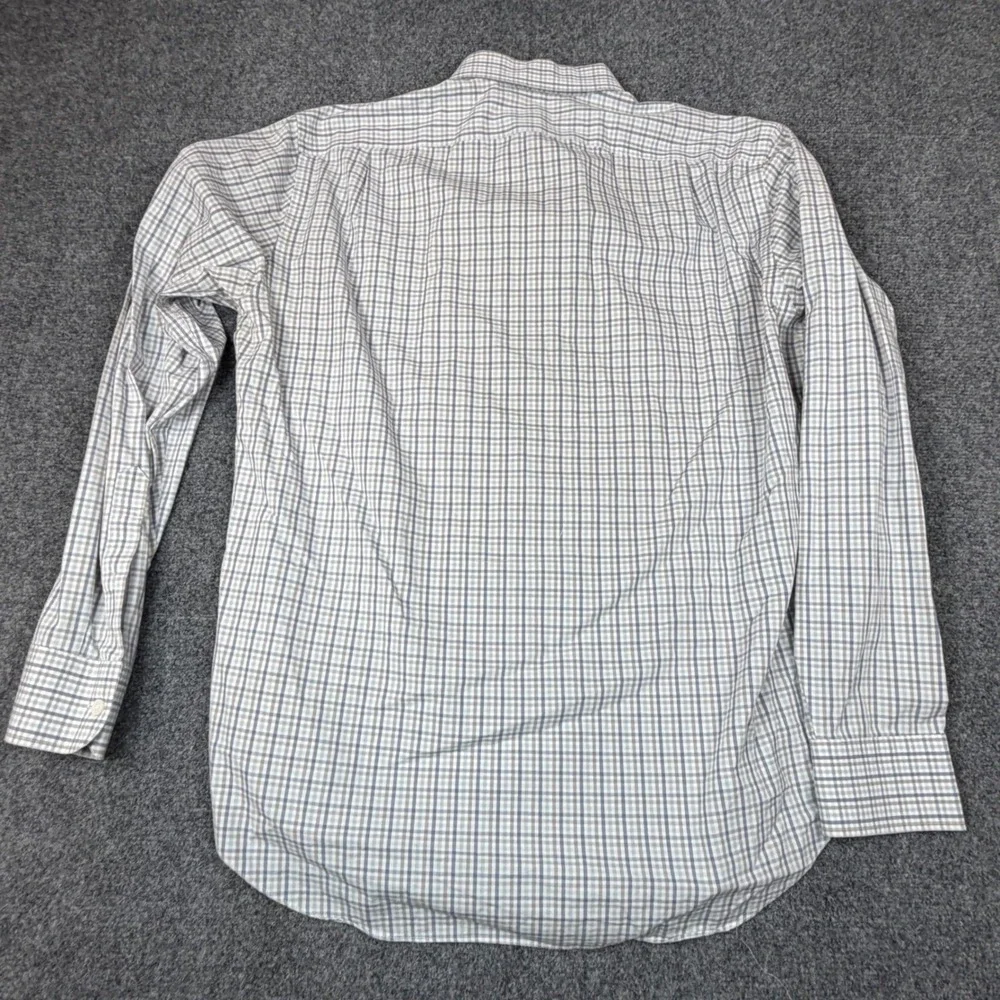 J.Crew Mens Slim Flex Wrinkle Free Plaid Button Down Shirt Blue Tan Large L